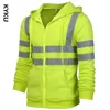 Jaquetas masculinas Listras Patchwork Jaqueta com capuz Ski Hoodies Visibilidade reflexiva Vestuário de trabalho Casaco Color Block Vestuário de trabalho