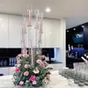 NUEVO Decoración de fiesta Brazos de tallo largo Tubo de acrílico transparente moderno Candelabros de cristal de huracán Centros de mesa de boda RRA105261q