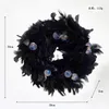装飾的な花の黒い羽毛ガーランドガーデンハロウィーンの雰囲気の装飾小道具休日の花輪の供給