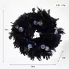 Decorative Flowers Black feather garland garden halloween atmosphere decoration props holiday Wreaths supplies