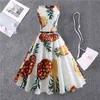 2021 meisjes jurk zomer floral print tieners jurken voor meisjes casual strand mouwloos met riem kleding kinderen vestido 11-20y G1218