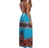 Women Dress Printed Bohemia Sexy Long Print Floral Maxi es Halter Hollow Out Split Beach es Summer 210524