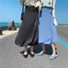 Été élégant maille jupe vacances Boho femme plage femmes solide à lacets longue Maxi S 210514