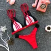 Feminino Swimwear Biquíni Swimsuit Feminino Sensor Beach Net Gaze Bandage Tinta Dot Ponto de Natação ao ar livre Terno