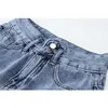 Sommar mode kvinnor hög midja knapp vintage print ben jeans shorts casual kvinnlig lös streetwear denim 210629
