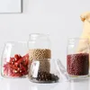 Glasförvaringsburk med BPA gratis plastlock lufttätt matbehållare för cookie godis krydd te kaffe hem restaurang ljus leverans