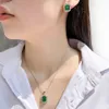 Vintage 100% 925 Sterling Silver Created Moissanite Emerald Gemstone Earrings/Necklace Wedding Engagement Jewelry Sets Whole
