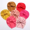 28Pcs/Lot Cute Cotton Bear Ear Turban Hats Candy Color born Infant Baby Boy Girls Beanies 0-4T Fashion Winter Caps Headwraps