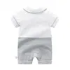 Baby Boy Roupas Cavalheiro Romper Summer Born Meninos Macacões Manga Curta Roupas Bonitas Roupas Meninas Trajes Pijamas 210615