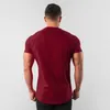 Été plaine hauts t-shirts Fitness hommes t-shirt à manches courtes Muscle Joggers musculation t-shirt mâle vêtements de sport coupe ajustée mode