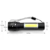 新しいポータブルT6穂軸LED懐中電灯防水戦術的USB充電式キャンプランタンズーム可能なフォーカストーチライトランプナイトライト