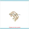 Bröllop SmyckenVedding Ringar Listing Smycken Äkta Koreansk Mode Geometrisk Flower Womens Enkel Hollow Dubbel Finger Zircon Ring för