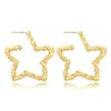 Hoop & Huggie Simple Earrings For Women Hollow Round Circle With Star Decorated Golden Color Ear Jewelry Wholesale
