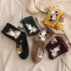 Sevimli kedi çoraplar vintage kış kalınlaşan vizon saç kadın çorap bayanlar sıcak ev kat uyku komik çorap