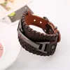 2pcs black brown Genuine Leather Bracelet Punk Rock n Roll Unisex Women Personalized Customized Wide Wrist Belt Wrap Mens Cuff Wristband Bangle Strap Adjustable