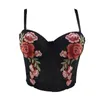 Kwiat Haftowany Biustonosz Topy Damskie Slim-Fit Retro Outer Wear Camisole Moda Moda Bez Rękawów Bustier Crop P2465 Bustiers Gorsety