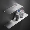 Organizzatore per mensole da bagno argento opaco Nordic Wall Space ispessimento Rack di stoccaggio in alluminio Mensole da doccia Caddy in metallo 210724