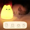 Topoch silikon nattljus för barn mini söt katt färggradient genom att klappa aaa batteridrivna leksaksgåvor rum dekor enkel användning