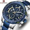 NAVIFORCE Men Watches Top Brand Luxury Luminous Quartz Mens Watch Stainless Steel Sport Chronograph Clock Relogio Masculino 210517