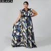 Dress Woman Plus Size 2Xl-6Xl Baroque Print Long es Summer Big Swing Party Bandage Robe Ete Femme Vestidos Largos 210520