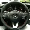 Voor MERCEDES-BENZ C-KLASSE E-KLASSE GLC260 C200 E300 GLA GLE CLA CLS DIY Aangepaste hand gestikte lederen stuurwielafdekking