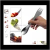 Spoons Ofdware Kitchen، شريط الطعام الرئيسية Garden3 في 1 شوكة ملعقة سبورك السكاكين ensilil كومبو متعدد الوظائف المطبخ في نزهة أدوات D