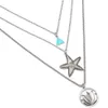 Multi-layered Vintage Women's Necklace Triangular Starfish Lotus Pendant Charms Fashion Jewelry Gifts for the New Year