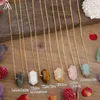 Цепочки мода Женщины Gemstones Stick Point Point Ожежее колье заживление энергии цитрины розы Кварц Хрустально Золото серебряные украшения 285t