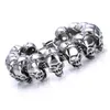 Large Heavy Mens Stainless Steel Skull Link Bracelet Biker Gothic Silver Color High Polished 8.5 Inches