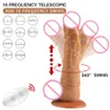 Massagem 10 Frequência Telescópica Swing Dildo Vibrador Simulação Pênis com forte ventosa G-Spot estimulador Pussy brinquedo sexo para casal