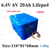 Naładowanie LifePo4 26650 6V 6,4 V 20AH Pakiet akumulator