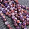 Perles rondes en cacoxénite de Quartz fantôme violet naturel, 6-12mm, amples pour la fabrication de bijoux, accessoires, cadeau pour femmes, 15 pouces