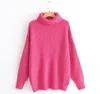Maglione dolcevita oversize color caramello invernale in jersey lavorato a maglia sciolto senape rosa 210421