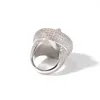 Bague en diamant avec lettres rotatives pour hommes, Design de luxe, avec pierres latérales, personnalisation, plaqué or et argent, bijoux Hip Hop, Gfit263L