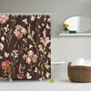 Cortinas de chuveiro vendendo planta arranjo de flores nórdico cortina gancho Natural paisagem decoração caseira banheiro