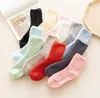 Mode bonbons corail velours tmen femmes chaussettes automne hiver chaud épais chaussette floue filles sol serviette bas solide décontracté bas de couchage