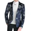 Mäns kostymer Blazers Men Blazer 2021 Höst British Slim Fit Suit Jacket Mode Vintage Print Man Party Club Stage Formell Streetwear