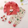 Pajamas набор девушек нижнее белье костюмы детские мальчики одежда напечатанные осенью зима длинные брюки корейский домашний детская одежда 21130