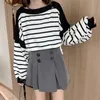 Bluzy Kimutomo Kobiety Wiosna Jesień Korea Chic Kobieta Paski Długi Rękaw Pulower Outwear Casual Fashion 210521