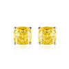 HBP 925 plaqué argent platine 18K boucles d'oreilles diamant jaune 1 carat Boucles d'oreilles carrées aura750 pour femme