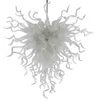 Lustre unique décoratif lampe en cristal blanc LED lustres de plafond en verre soufflé à la main salon lustre éclairage 24 par 28 pouces