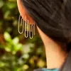 Basit Kağıt Klip Kulak Uzun Damla Küpe Kadınlar Için Gotik Altın Renk Bakır Güvenlik Pin Inci Kulaklık Kore Delinti Takı Dangle Chande