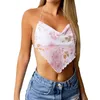 Floral Print Crop Top Kobiety Ruched Off Pasek na ramię Trójkąt Sexy gorset Vintage Sweet Tops Backless Bustier Lato 210517