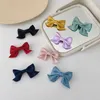 Korean solid color cloth bow hairpin bangs broken hair edge clip back of head double horsetail girl accessories