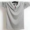 Autumn Men T Shirt -knapp Big Tall Cotton Long Sleeve T Shirts Men Big Size Casual Tshirt Solid 5xl 6xl Fit Tee Top Male 2103252246057