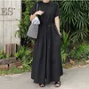 Summer Korean Style Round Neck Short-sleeved Jumpsuit Fashion Trend Cotton Wide-leg Pants Loose Women QG934 210510