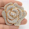 DHL FEDEX EXPRESS Whole Stunning Austria Crystals Big Gold Tone Rose Flower Brooch Wedding Bridal Bouquet Broach