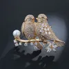 Christmas Fine for Women 14K Soild Gold Party Luxury Bohemia Brooch Jewelry Love Bird Cute/Romantic Brooches