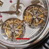 デザイナーウォッチ45mm時計最高品質rddbho0571 hommge true double tourbillon mechanical hand-winding mens自動時計シャンパンゴールドダイヤルアリゲーター