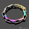 Fashion Bracelet New Arrive Man and Woman 316L Titanium Steel Engrave Colored Bracelet 18K Plated Gold Thick Chain Bracelets273Z